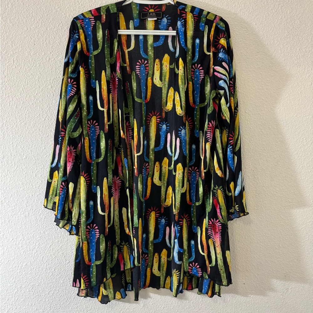 Colorful Cactus Print Kimono